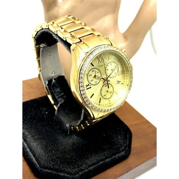 Timex Women's Watch TW2V57800 Quartz Chronograph Gold Dial Stainless Ste… - Picture 2 of 14